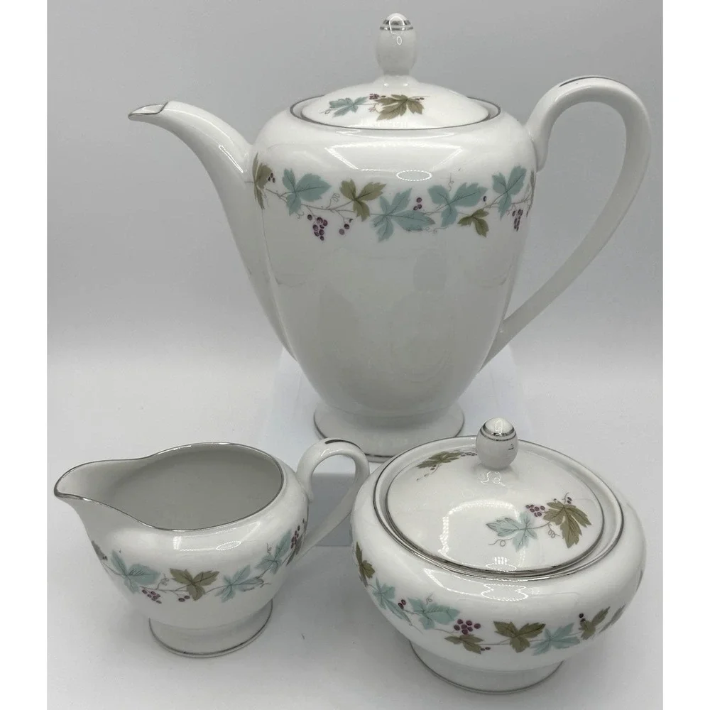 Vintage Fine China Japan 6701 Teapot Creamer & Sugar Bowl Schoenfeld 1967 EUC